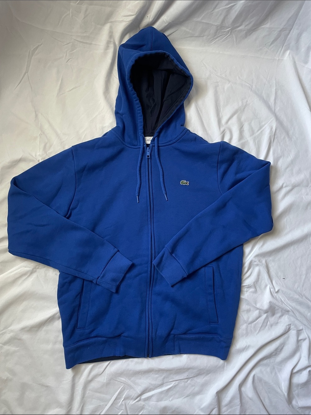 Lacoste Blue Full-Zip Hoodie with Crocodile Patch